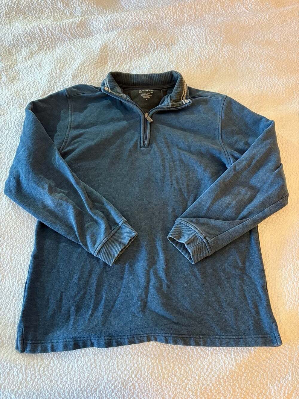 Arrow USA 1851 Men’s Medium Blue 1/4 Zip Pullover Cotton Blend Sweater